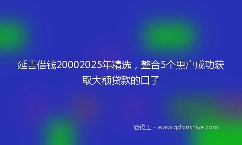延吉借钱20002025年精选，整合5个黑户成功获取大额贷款的口子