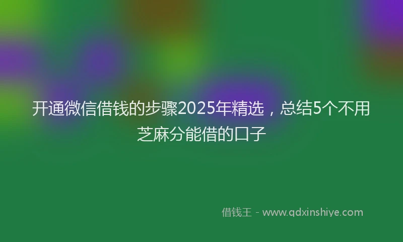 开通微信借钱的步骤2025年精选，总结5个不用芝麻分能借的口子