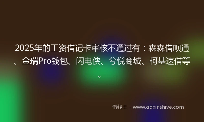 2025年的工资借记卡审核不通过有：森森借呗通、金瑞Pro钱包、闪电侠、兮悦商城、柯基速借等。
