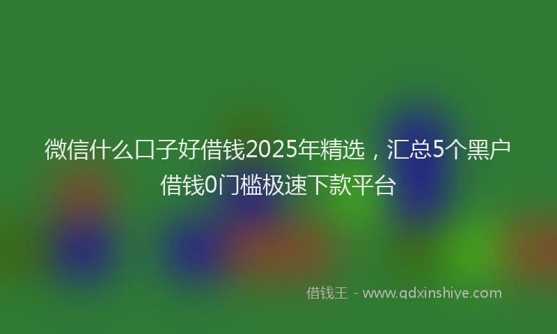 微信什么口子好借钱2025年精选，汇总5个黑户借钱0门槛极速下款平台
