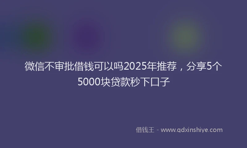 微信不审批借钱可以吗2025年推荐，分享5个5000块贷款秒下口子