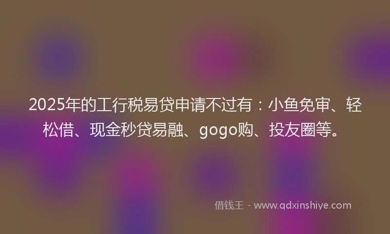2025年的工行税易贷申请不过有：小鱼免审、轻松借、现金秒贷易融、gogo购、投友圈等。
