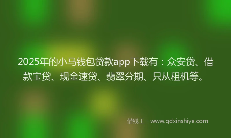 2025年的小马钱包贷款app下载有：众安贷、借款宝贷、现金速贷、翡翠分期、只从租机等。