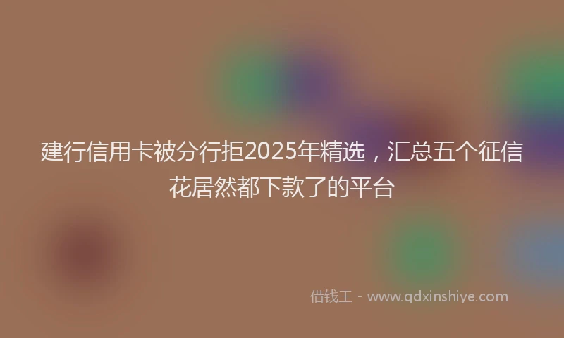 建行信用卡被分行拒2025年精选，汇总五个征信花居然都下款了的平台