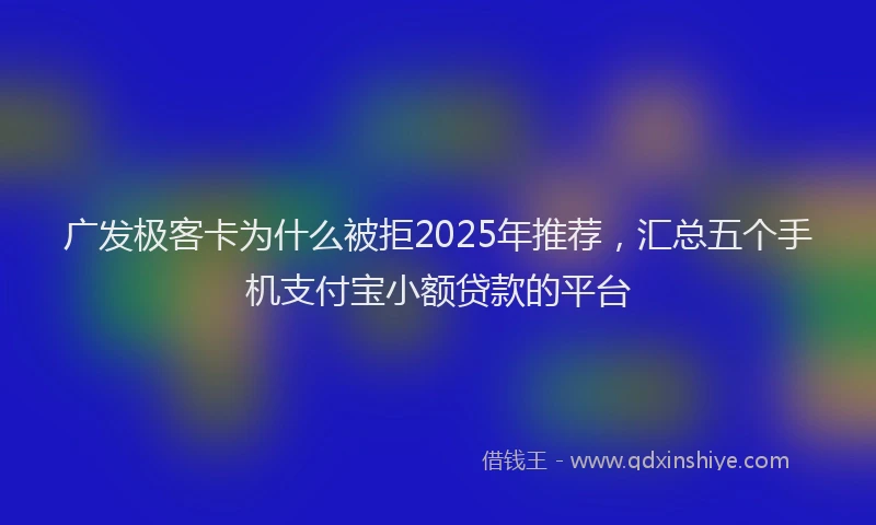 广发极客卡为什么被拒2025年推荐，汇总五个手机支付宝小额贷款的平台
