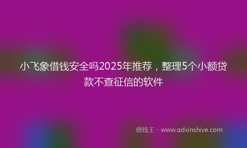 小飞象借钱安全吗2025年推荐，整理5个小额贷款不查征信的软件