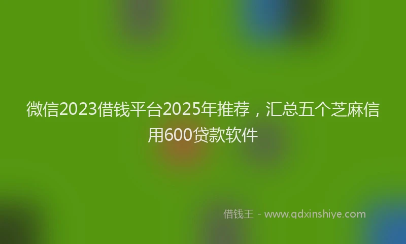 微信2023借钱平台2025年推荐，汇总五个芝麻信用600贷款软件