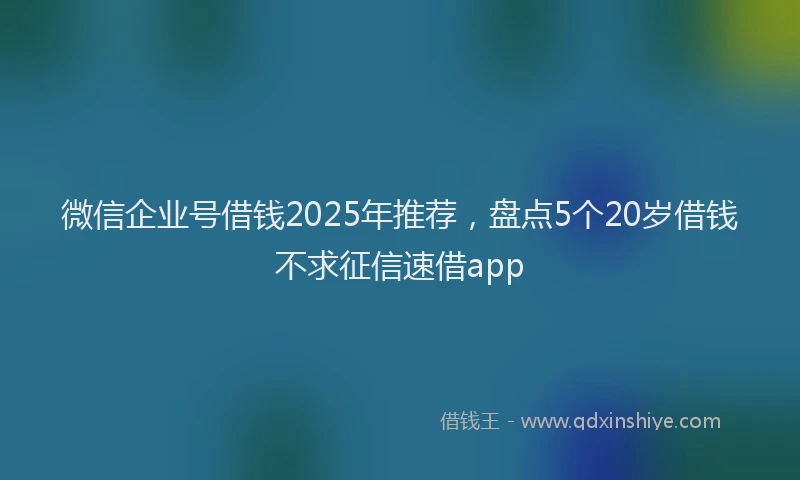 微信企业号借钱2025年推荐，盘点5个20岁借钱不求征信速借app