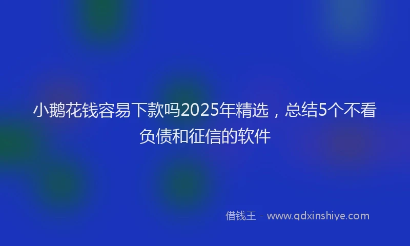 小鹅花钱容易下款吗2025年精选，总结5个不看负债和征信的软件