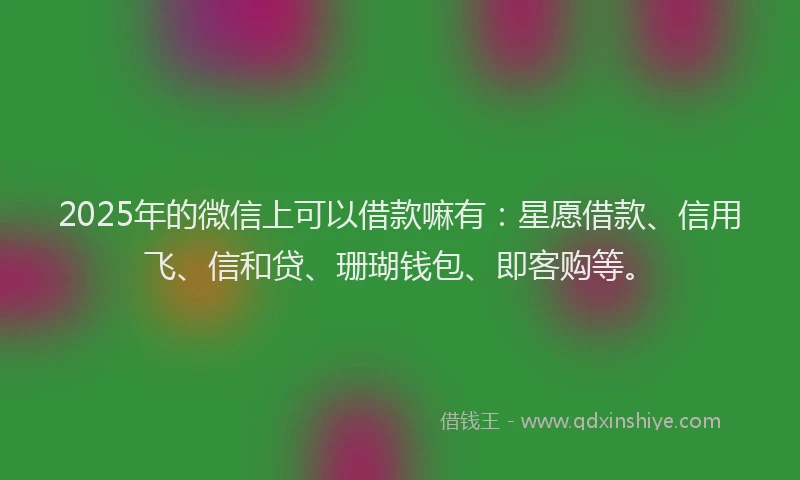 2025年的微信上可以借款嘛有：星愿借款、信用飞、信和贷、珊瑚钱包、即客购等。