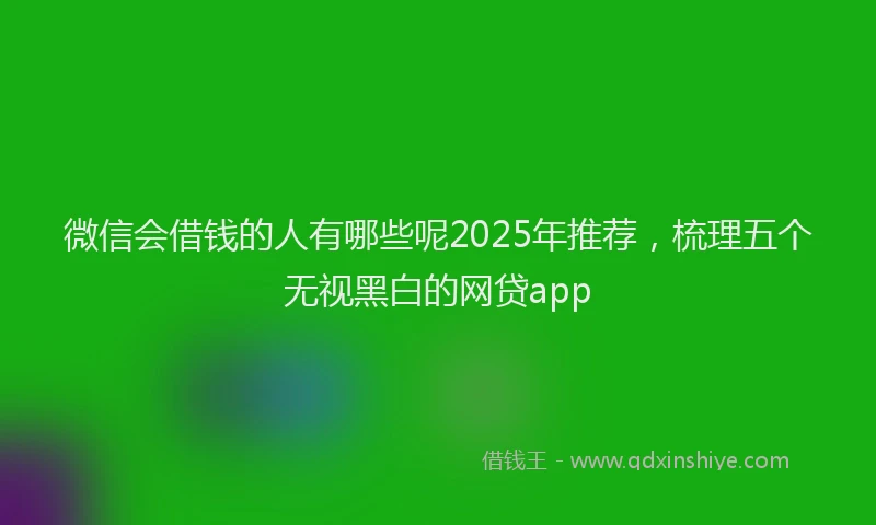 微信会借钱的人有哪些呢2025年推荐，梳理五个无视黑白的网贷app