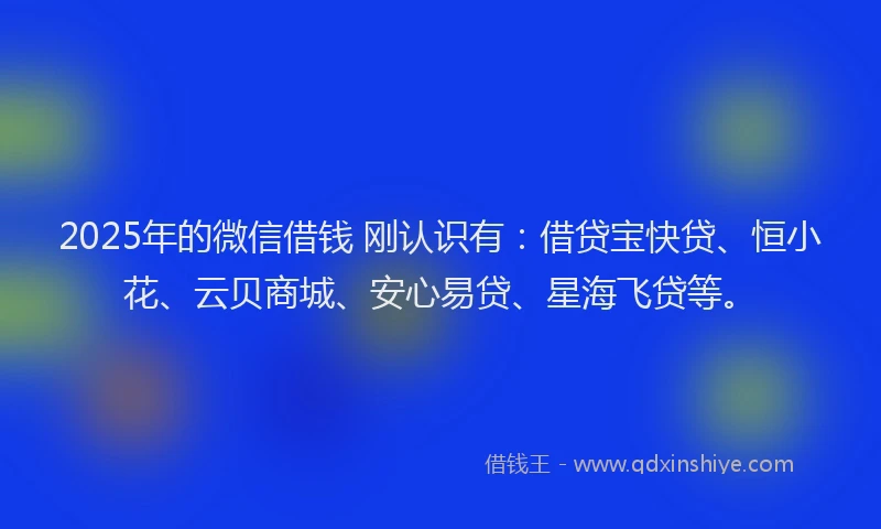 2025年的微信借钱 刚认识有：借贷宝快贷、恒小花、云贝商城、安心易贷、星海飞贷等。