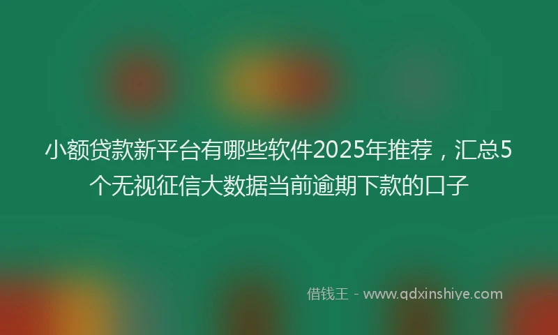 小额贷款新平台有哪些软件2025年推荐，汇总5个无视征信大数据当前逾期下款的口子