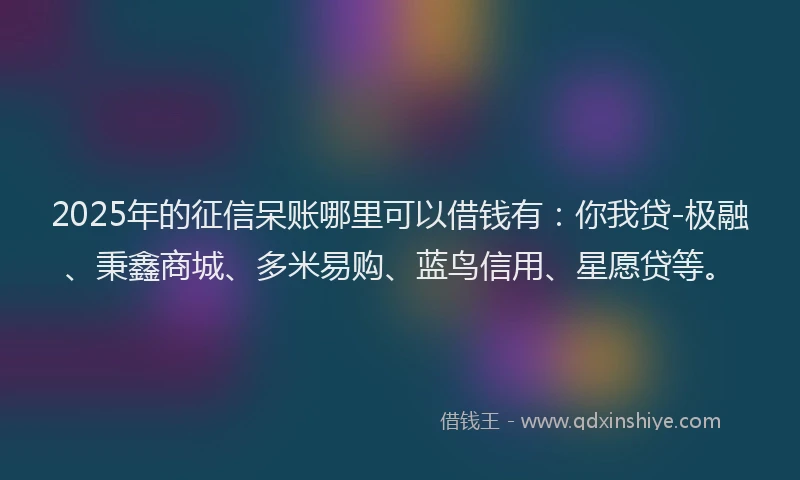 2025年的征信呆账哪里可以借钱有：你我贷-极融、秉鑫商城、多米易购、蓝鸟信用、星愿贷等。