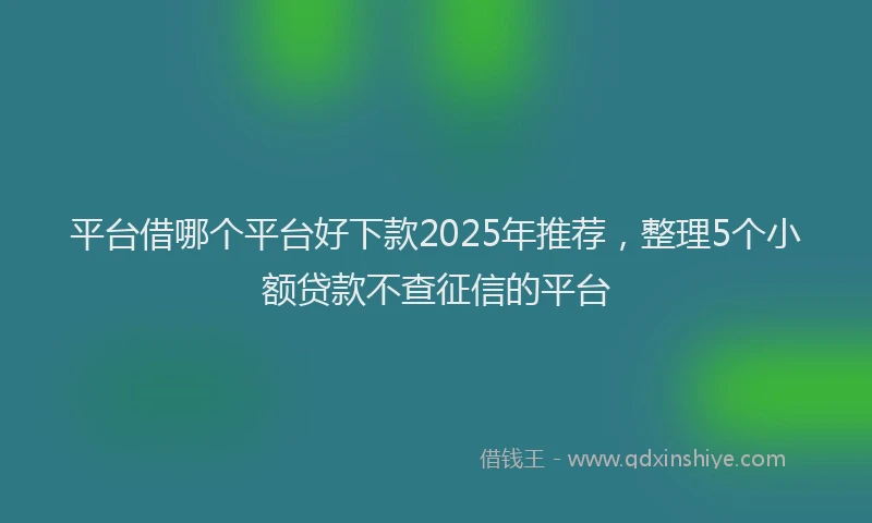 平台借哪个平台好下款2025年推荐，整理5个小额贷款不查征信的平台