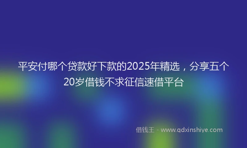 平安付哪个贷款好下款的2025年精选，分享五个20岁借钱不求征信速借平台