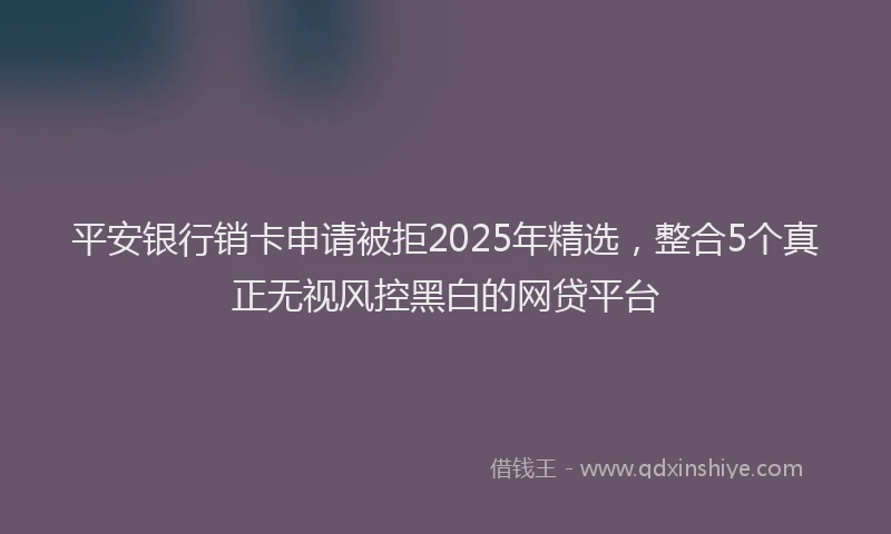 平安银行销卡申请被拒2025年精选，整合5个真正无视风控黑白的网贷平台