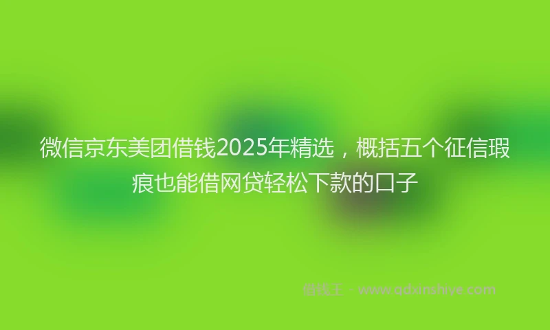 微信京东美团借钱2025年精选，概括五个征信瑕疵也能借网贷轻松下款的口子