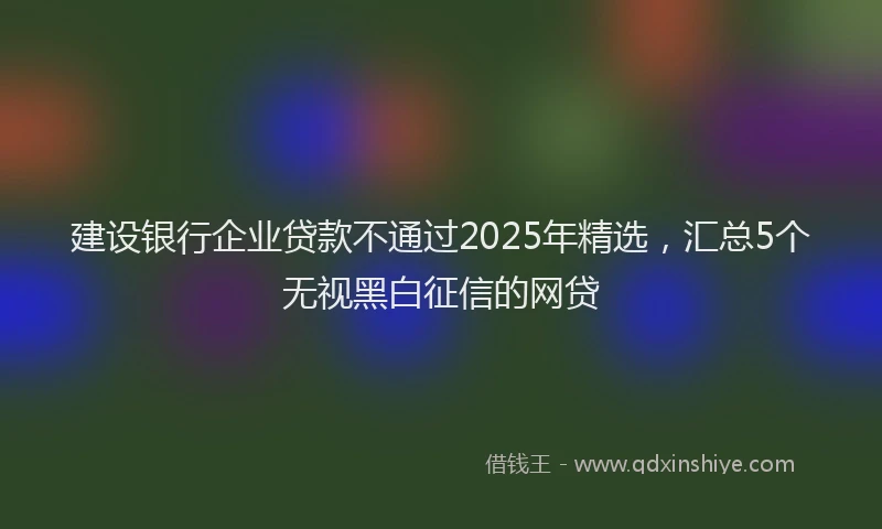 建设银行企业贷款不通过2025年精选，汇总5个无视黑白征信的网贷