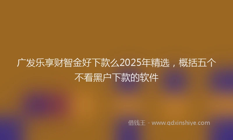 广发乐享财智金好下款么2025年精选，概括五个不看黑户下款的软件
