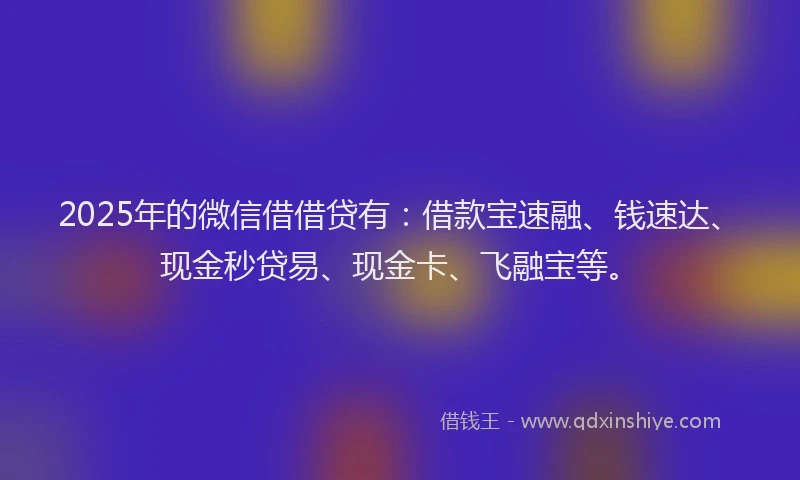 2025年的微信借借贷有：借款宝速融、钱速达、现金秒贷易、现金卡、飞融宝等。