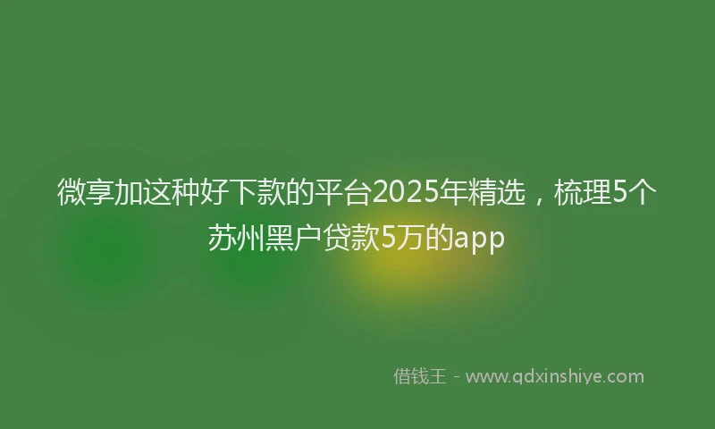 微享加这种好下款的平台2025年精选，梳理5个苏州黑户贷款5万的app