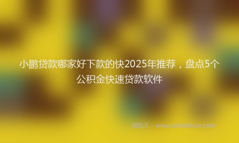 小鹏贷款哪家好下款的快2025年推荐，盘点5个公积金快速贷款软件