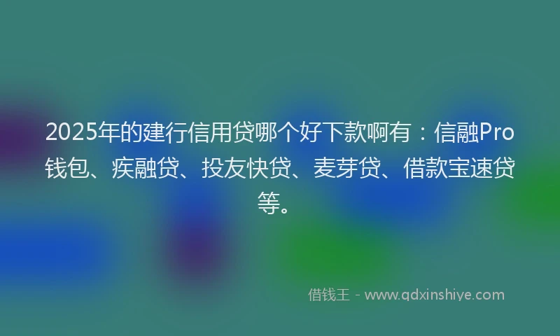 2025年的建行信用贷哪个好下款啊有：信融Pro钱包、疾融贷、投友快贷、麦芽贷、借款宝速贷等。