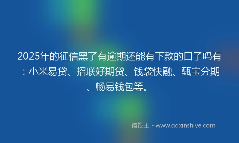 2025年的征信黑了有逾期还能有下款的口子吗有：小米易贷、招联好期贷、钱袋快融、甄宝分期、畅易钱包等。