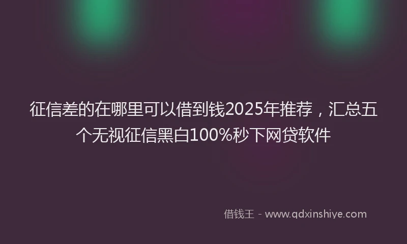 征信差的在哪里可以借到钱2025年推荐，汇总五个无视征信黑白100%秒下网贷软件