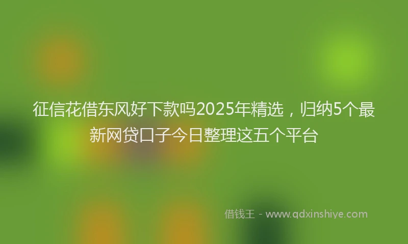 征信花借东风好下款吗2025年精选，归纳5个最新网贷口子今日整理这五个平台