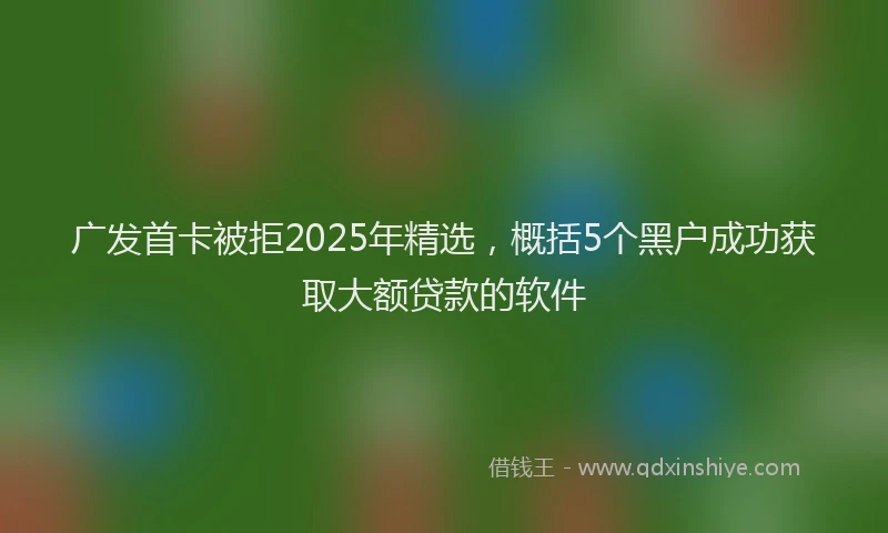 广发首卡被拒2025年精选，概括5个黑户成功获取大额贷款的软件