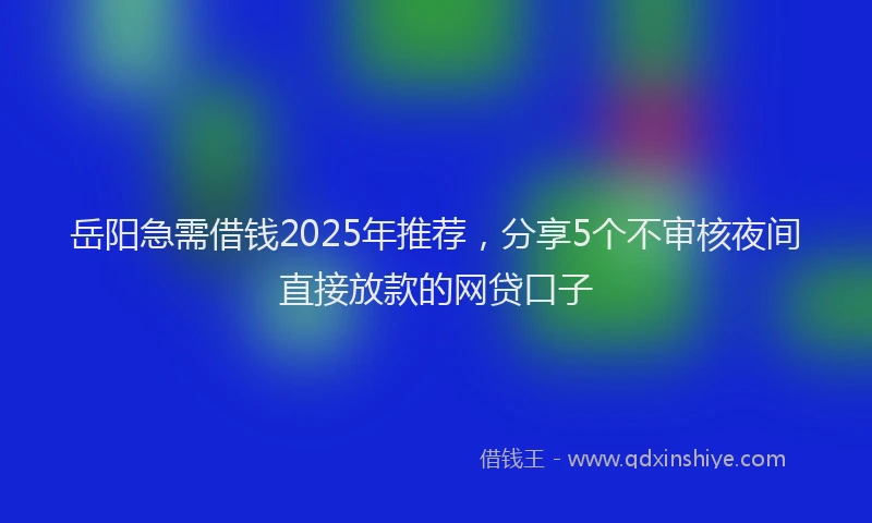 岳阳急需借钱2025年推荐，分享5个不审核夜间直接放款的网贷口子