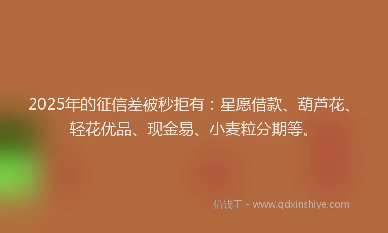 2025年的征信差被秒拒有：星愿借款、葫芦花、轻花优品、现金易、小麦粒分期等。