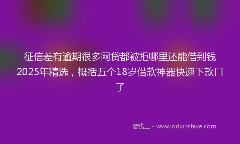 征信差有逾期很多网贷都被拒哪里还能借到钱2025年精选，概括五个18岁借款神器快速下款口子