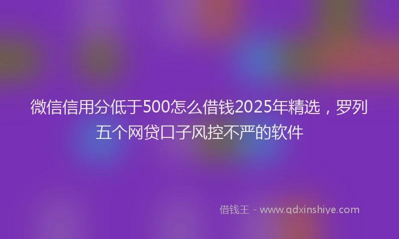 微信信用分低于500怎么借钱2025年精选，罗列五个网贷口子风控不严的软件
