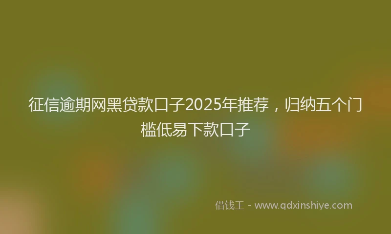 征信逾期网黑贷款口子2025年推荐，归纳五个门槛低易下款口子
