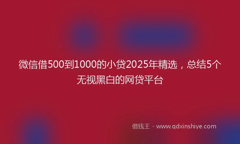 微信借500到1000的小贷2025年精选，总结5个无视黑白的网贷平台