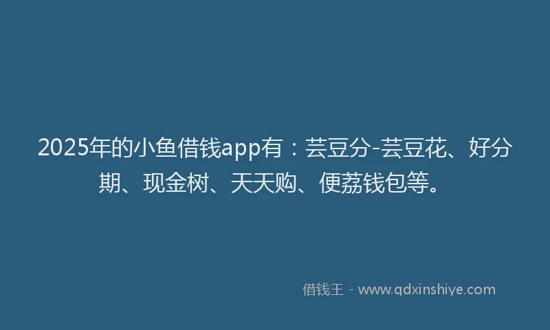 2025年的小鱼借钱app有：芸豆分-芸豆花、好分期、现金树、天天购、便荔钱包等。