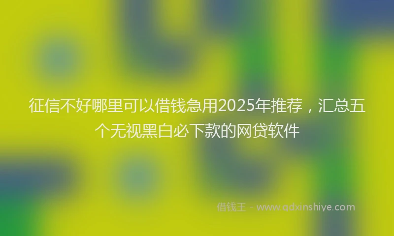 征信不好哪里可以借钱急用2025年推荐，汇总五个无视黑白必下款的网贷软件