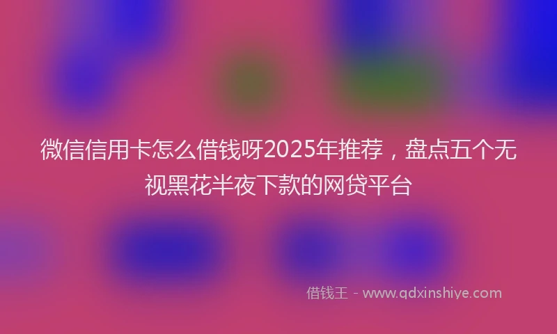 微信信用卡怎么借钱呀2025年推荐，盘点五个无视黑花半夜下款的网贷平台