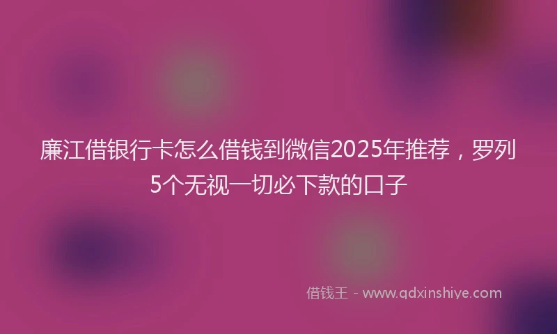 廉江借银行卡怎么借钱到微信2025年推荐，罗列5个无视一切必下款的口子