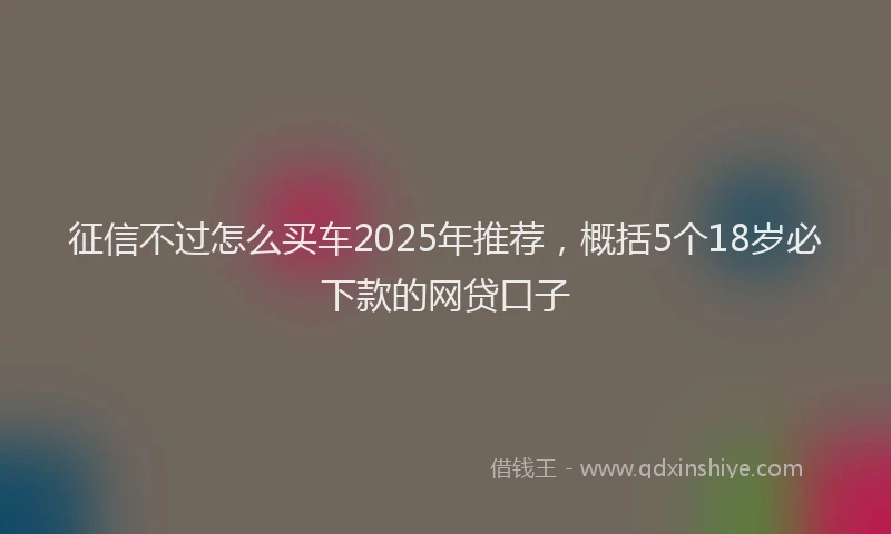 征信不过怎么买车2025年推荐，概括5个18岁必下款的网贷口子