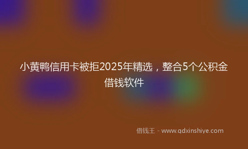 小黄鸭信用卡被拒2025年精选，整合5个公积金借钱软件