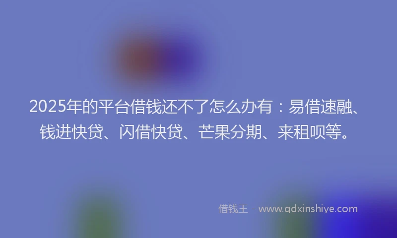 2025年的平台借钱还不了怎么办有：易借速融、钱进快贷、闪借快贷、芒果分期、来租呗等。