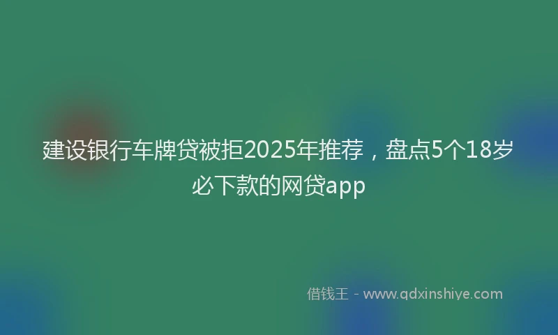 建设银行车牌贷被拒2025年推荐，盘点5个18岁必下款的网贷app