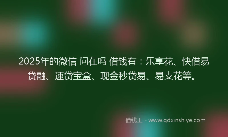 2025年的微信 问在吗 借钱有：乐享花、快借易贷融、速贷宝盒、现金秒贷易、易支花等。