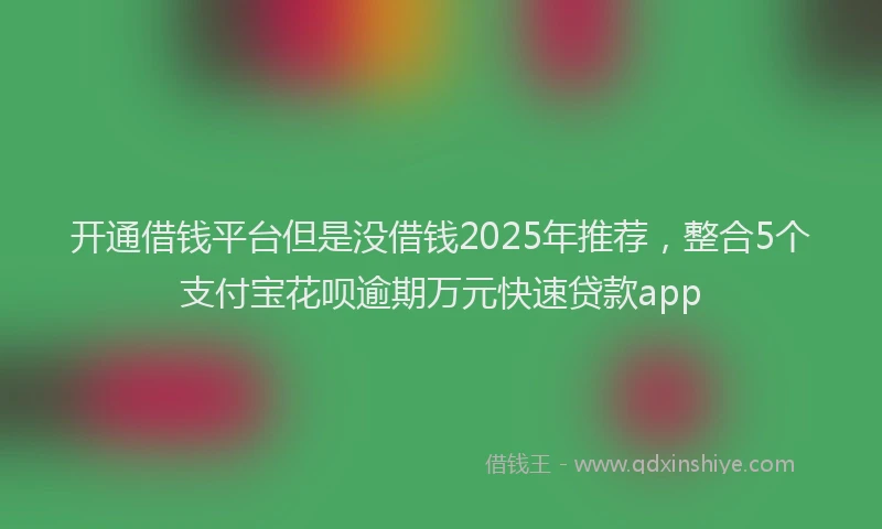 开通借钱平台但是没借钱2025年推荐，整合5个支付宝花呗逾期万元快速贷款app