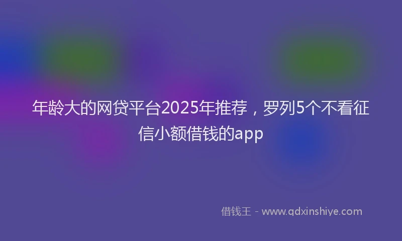 年龄大的网贷平台2025年推荐，罗列5个不看征信小额借钱的app