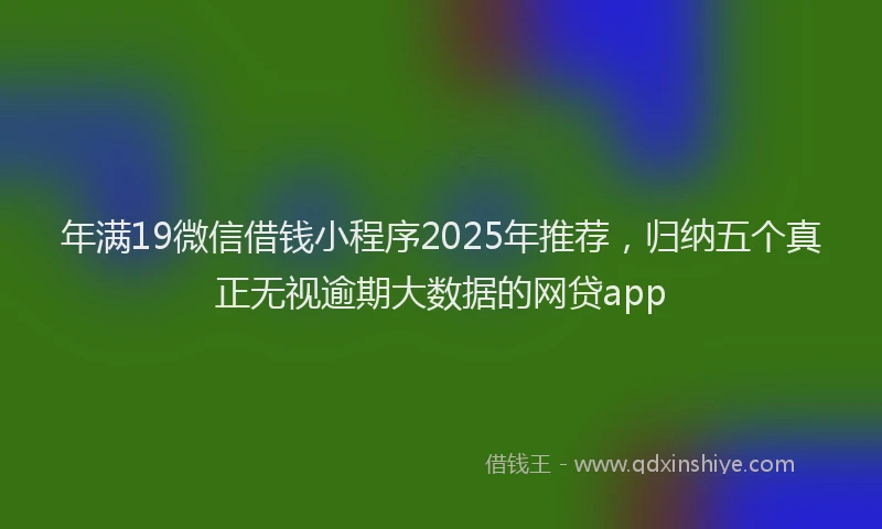 年满19微信借钱小程序2025年推荐，归纳五个真正无视逾期大数据的网贷app